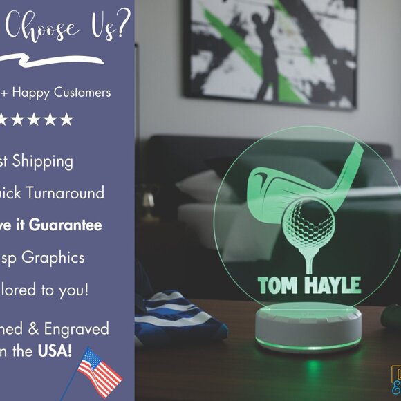 Personalized Golf LED Night Light for Golf Lovers - Picture 4 of 8